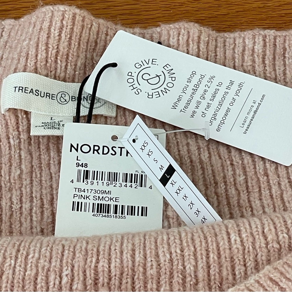 Treasure & Bond off the Shoulder Sweater Nordstrom Woman’s Size L Pink Smoke - Picture 2 of 16